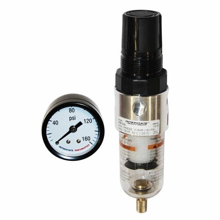 INTERSTATE PNEUMATICS 1/4 Inch Filter / Regulator Combo - with 160 PSI gauge WB1330G-D